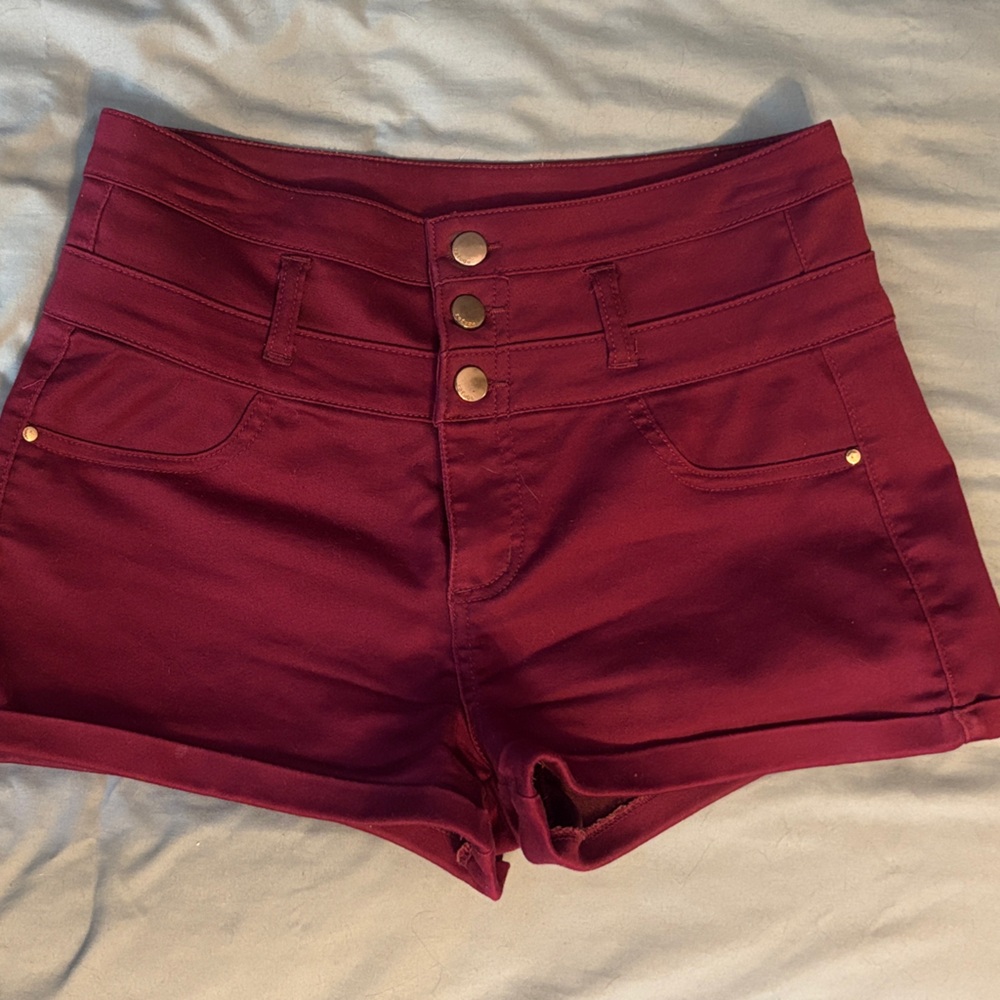 Refuge High Waist Maroon Shorts